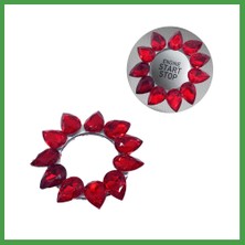Soi Home Kristal Damla Taşlı Start Stop Düğme Halkası Kırmızı Soı