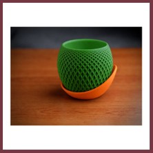 Storeşahin 3D Baskı Küre Saksı - Kafes Dokulu Iki Parçalı Dekoratif Saksı - Yeşil-Turuncu SHN0720