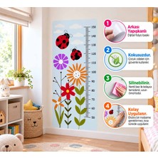Durak Reklam Çocuk Odası Boy Ölçer Çiçek Desenli Duvar Stickerı – Folyo Baskı, Dekoratif Boymetre