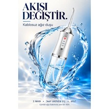 Abstrax Tech Şarjlı Taşınabilir Ağız Duşu 5 Başlıklı, 3 Modlu, 360° Döner Uçlu Diş Arası Temizleyici