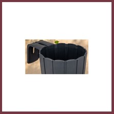 Storeşahin 3D Baskı Askılı Balkon Saksısı Dikey Çizgili Dekoratif Çiçek ve Aromatik Bitki Saksısı - Antrasit SHN0720