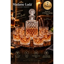 Madame Luda 7 Parça Viski Seti – 1,25 Litre Karaf ve 6 Adet 340 ml Kristal Desenli Bardak Takımı/seti
