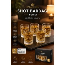 Madame Luda 6’lı Shot Bardağı Seti 80 ml Kristal Kesim Desenli Kokteyl Likör Bardağı.