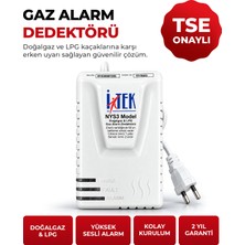 İtek Doğalgaz Lpg Gaz Alarm Cihazı Dedektörü Sesli Işıklı Uyarı Kontak Çıkışlı