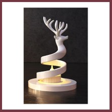 Storeşahin 3D Baskı Spiral Ren Geyiği Mumluk Yılbaşı Dekoratif Ren Geyiği Tealight Mum Tutucu - Beyaz SHN0720