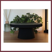 Storeşahin 3D Baskı Japandi Tarzı Ayaklı Dekoratif Tepsi Çizgili Kek Sunum Standı Siyah 24 cm SHN0720