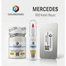 COLORGUARD Mercedes-Benz 650 Kalsit Beyaz Rötuş Seti - 2 si 1 Arada İğne ve Fırça Uçlu Şişe, Rötuş Pastası ve Rötuş Çeliği