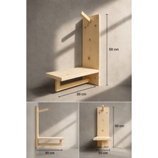 Ahşap Motosiklet Kask Askılığı Duvar Rafı Mont ve Eldiven Askılığı 50X30 cm