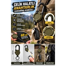 Ugravo Çelik Halatlı Anahtarlık Karabina Kancalı Çok Amaçlı Anahtar Tutucu