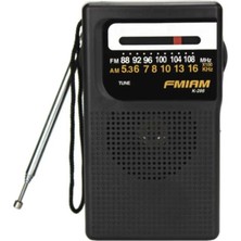 Flagen Mini Şarjlı ve Pilli Cep Radyosu Am Fm 2 Bant Taşınabilir Mini Radyo Kulaklık Girişli Radyo
