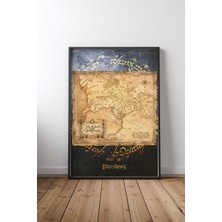 Rohan And Gondor Map Çerçeveli Tablo Poster Salon Duvar Dekoru Hediye