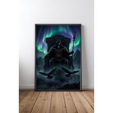 Odins Last Watch – Norse Mythology Raven God Art Çerçeveli Tablo Poster Salon Duvar Dekoru Hediye