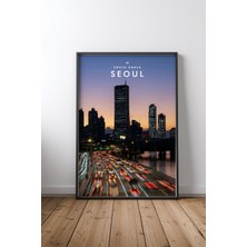 Seoul Cityscape At Twilight Çerçeveli Tablo Poster Salon Duvar Dekoru Hediye