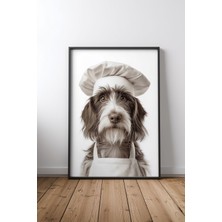 Petit Basset Griffon Vendéen Dog Dressed As A Chef Çerçeveli Tablo Poster Mutfak Duvar Dekoru Hediye