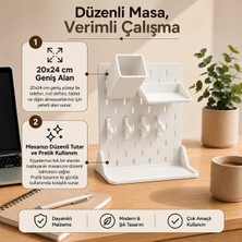 Basart Modüler Masaüstü Pegboard Organizer Seti – Kalemlik, Raf ve Kancalı Düzenleyici Panel | Ofis, Çalışma Masası ve Hobi Alanları Için Çok Amaçlı Organizer
