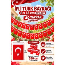 ArtMaster Ipli Bayrak Orta Boy 40'lı 8X13 cm 3 Paket Türk Bayrağı Kağıt Ipli Sıralı Ayyıldız Bayrak Sınıf Süsü Okul Bayram