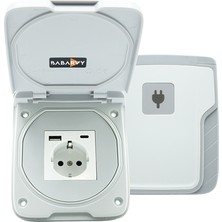 Babarvy Plus Kombin Priz (TYPE-C/USB/230V) Beyaz
