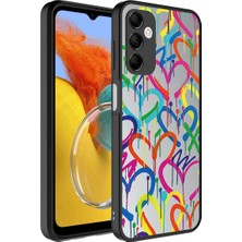 Lopard Samsung Galaxy M14 Telefon Kılıfı Aynalı Desenli Kamera Korumalı Parlak Kapak Kalp Ultra Ince Tasarım