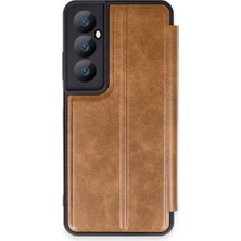 Zamerya Realme C65 Kılıf Flip Cover - Taba