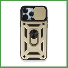 Soi Home iPhone 15 Pro Uyumlu Kılıf Pars Lens Yüzüklü Silikon - Gold Soı