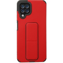 Zamerya Galaxy A22 Kılıf Mega Standlı Silikon - Kırmızı