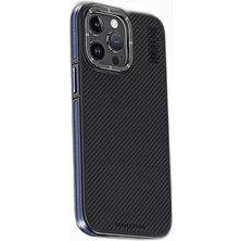 Zamerya iPhone 15 Pro Kılıf Aramid 600D Kevlar Karbon Fiber Magsafe Kapak - Lacivert