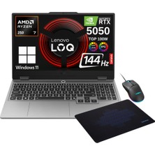 Lenovo Loq Amd Ryzen 7 250 32GB 512GB SSD RTX5050 15.6" 144Hz Fhd WİN11 Taşınabilir Bilgisayar 83JG008VTR - Lenovo Mouse + Mouse Pad WZ34