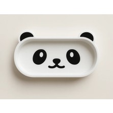 Bezos 3D Baskı Panda Gözlük Tepsisi Sevimli Masaüstü Gözlük Tutucu ve Kalemlik Tepsisi Beyaz Siyah