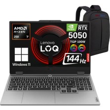 Lenovo Loq Amd Ryzen 7 250 16GB 1tb SSD RTX5050 15.6" 144Hz Fhd WİN11 Taşınabilir Bilgisayar 83JG008VTR - Webzone Çanta Wz2