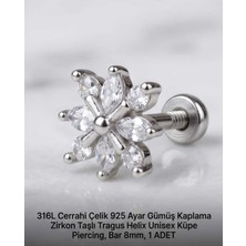 Lunexa 316L Cerrahi Çelik Paslanmaz Kararmaz Alerji Yapmaz Zirkon Taşlı Figürlü Unisex Tragus Helix Küpe Piercing G106-1