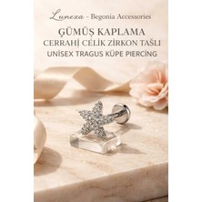 Lunexa 316L Cerrahi Çelik Paslanmaz Kararmaz Alerji Yapmaz Zirkon Taşlı Figürlü Unisex Tragus Küpe Piercing