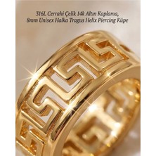 Lunexa 316L Cerrahi Çelik Altın Kaplama Kararmaz Alerji Yapmaz Zirkon Taş Figür Unisex Tragus Helix Küpe PIERCING-238B-15