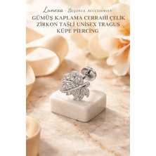 Lunexa 316L Cerrahi Çelik Paslanmaz Kararmaz Alerji Yapmaz Zirkon Taşlı Figürlü Unisex Tragus Küpe Piercing