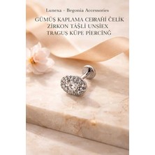 Lunexa 316L Cerrahi Çelik Paslanmaz Kararmaz Alerji Yapmaz Zirkon Taşlı Figürlü Unisex Tragus Küpe Piercing