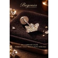 Lunexa 316L Cerrahi Çelik Paslanmaz Kararmaz Alerji Yapmaz Zirkon Taşlı Figürlü Unisex Tragus Küpe Piercing