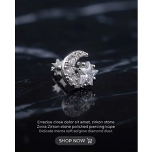 Lunexa 316L Cerrahi Çelik Gümüş Kaplama Kararmaz Alerji Yapmaz Zirkon Taş Figür Unisex Tragus Helix Küpe PIERCING-178-1