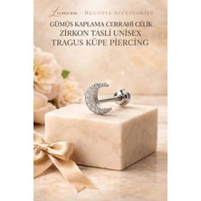 Lunexa 316L Cerrahi Çelik Paslanmaz Kararmaz Alerji Yapmaz Zirkon Taşlı Figürlü Unisex Tragus Küpe Piercing
