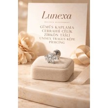 Lunexa 316L Cerrahi Çelik Paslanmaz Kararmaz Alerji Yapmaz Zirkon Taşlı Figürlü Unisex Tragus Küpe Piercing