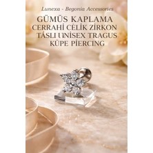 Lunexa 316L Cerrahi Çelik Paslanmaz Kararmaz Alerji Yapmaz Zirkon Taşlı Figürlü Unisex Tragus Küpe Piercing