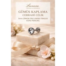 Lunexa 316L Cerrahi Çelik Paslanmaz Kararmaz Alerji Yapmaz Zirkon Taşlı Figürlü Unisex Tragus Küpe Piercing