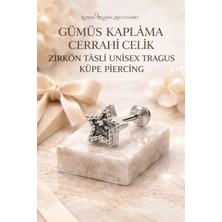 Lunexa 316L Cerrahi Çelik Paslanmaz Kararmaz Alerji Yapmaz Zirkon Taşlı Figürlü Unisex Tragus Küpe Piercing