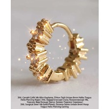 Lunexa 316L Cerrahi Çelik Altın Kaplama Kararmaz Alerji Yapmaz Zirkon Taş Figür Unisex Tragus Helix Küpe PIERCING-238A-8