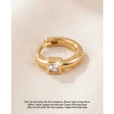 Lunexa 316L Cerrahi Çelik Altın Kaplama Kararmaz Alerji Yapmaz Zirkon Taş Figür Unisex Tragus Helix Küpe PIERCING-238A-11
