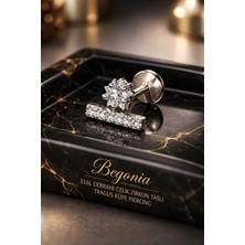 Lunexa 316L Cerrahi Çelik Paslanmaz Kararmaz Alerji Yapmaz Zirkon Taşlı Figürlü Unisex Tragus Küpe Piercing