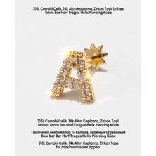 Lunexa 316L Cerrahi Çelik Altın Kaplama Kararmaz Alerji Yapmaz Zirkon Taş Figür Unisex Tragus Helix Küpe PIERCING-238B-26