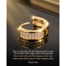 Lunexa 316L Cerrahi Çelik Altın Kaplama Kararmaz Alerji Yapmaz Zirkon Taş Figür Unisex Tragus Helix Küpe PIERCING-178-2