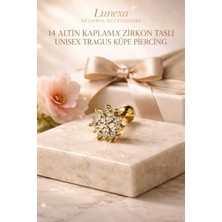 Lunexa 316L Cerrahi Çelik Altın Kaplama Kararmaz Alerji Yapmaz Zirkon Taş Figür Unisex Tragus Küpe Piercing