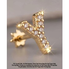 Lunexa 316L Cerrahi Çelik Altın Kaplama Kararmaz Alerji Yapmaz Zirkon Taş Figür Unisex Tragus Helix Küpe PIERCING-238B-6