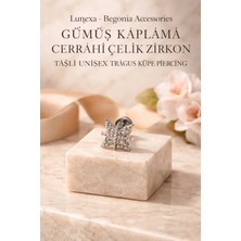 Lunexa 316L Cerrahi Çelik Paslanmaz Kararmaz Alerji Yapmaz Zirkon Taşlı Figürlü Unisex Tragus Küpe Piercing