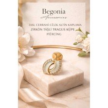 Lunexa 316L Cerrahi Çelik Altın Kaplama Kararmaz Alerji Yapmaz Zirkon Taş Figür Unisex Tragus Küpe Piercing